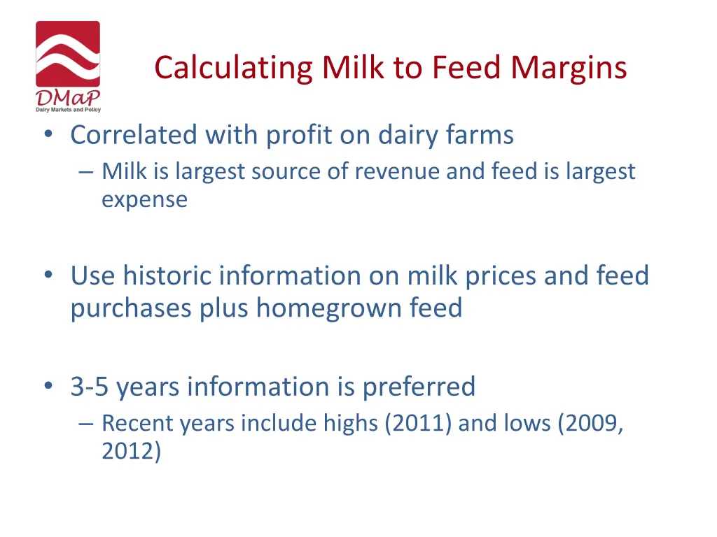calculating milk to feed margins