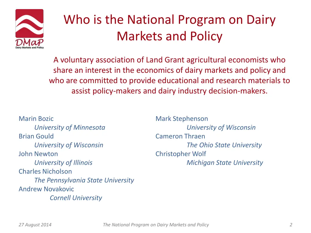 who is the national program on dairy markets