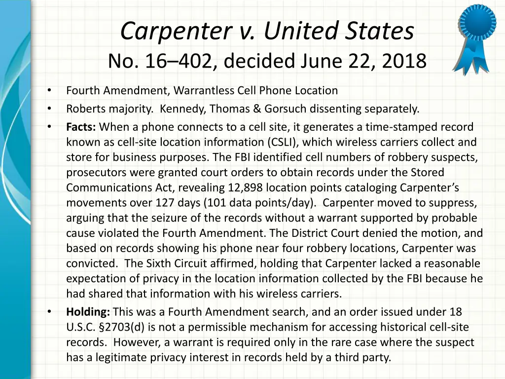 carpenter v united states no 16 402 decided june
