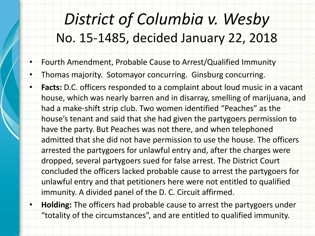 district of columbia v wesby no 15 1485 decided