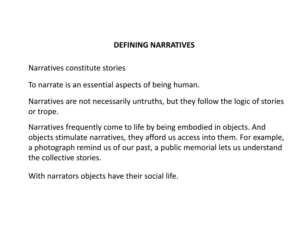defining narratives