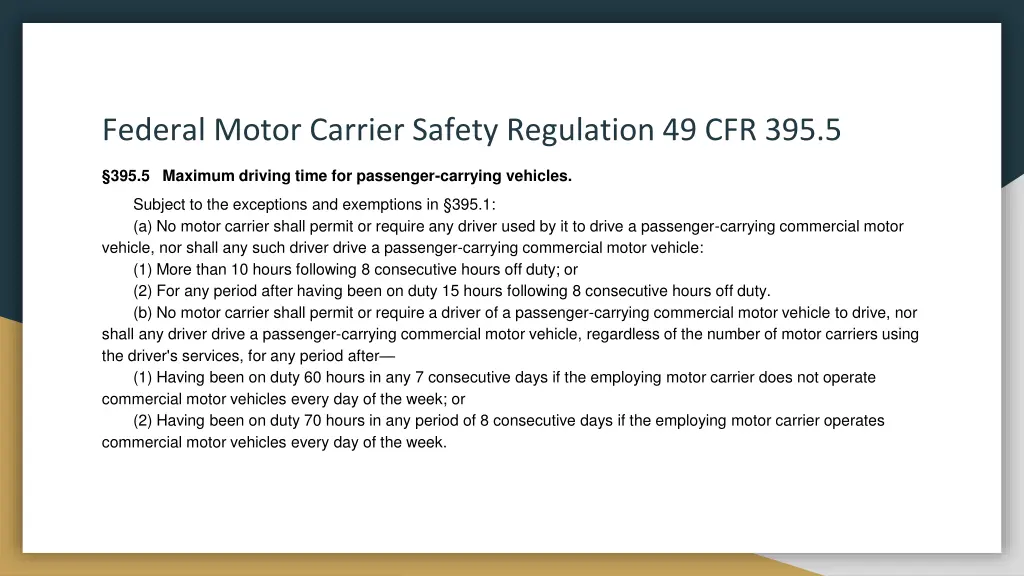 federal motor carrier safety regulation