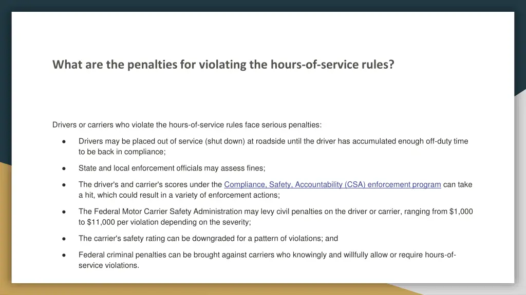 what are the penalties for violating the hours