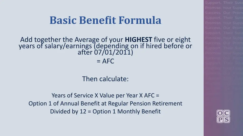 basic benefit formula