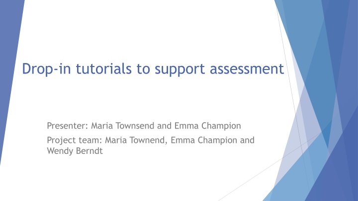 drop in tutorials to support assessment