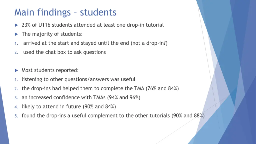 main findings students