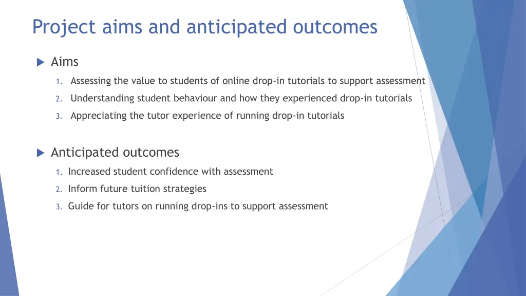 project aims and anticipated outcomes
