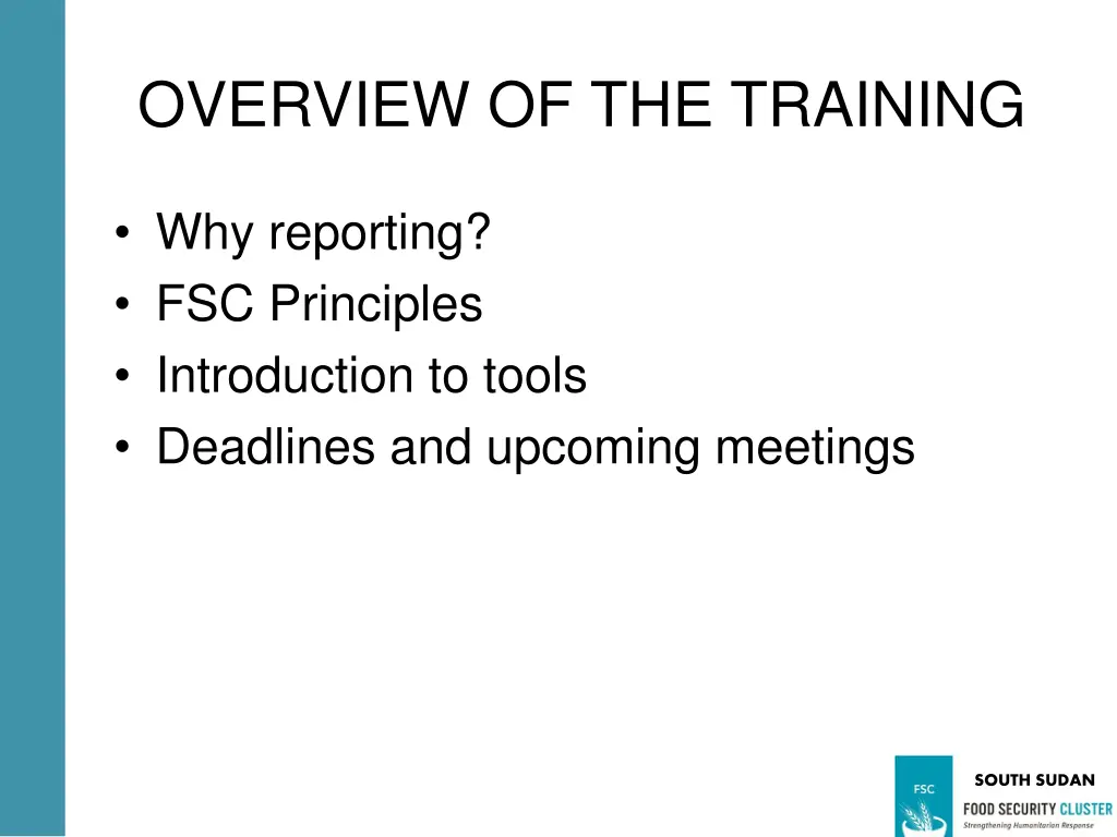 overview of the training