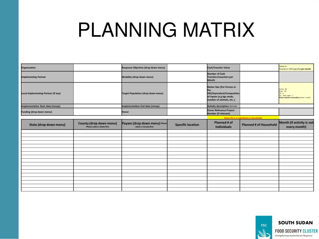 planning matrix