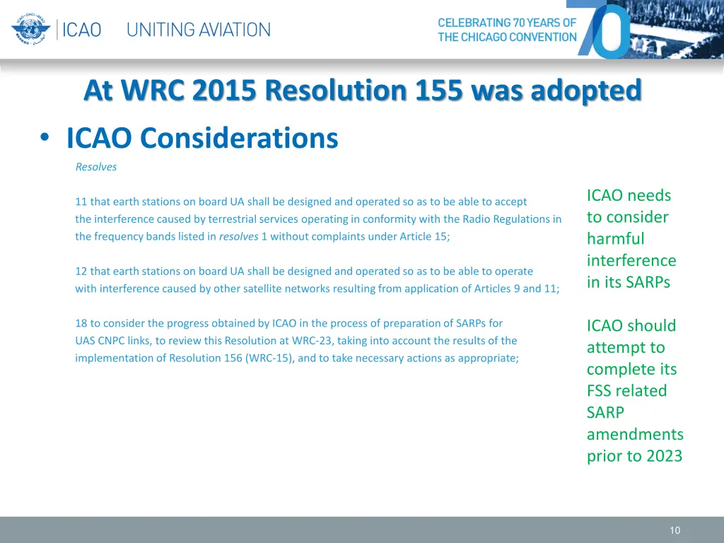 at wrc 2015 resolution 155 was adopted icao