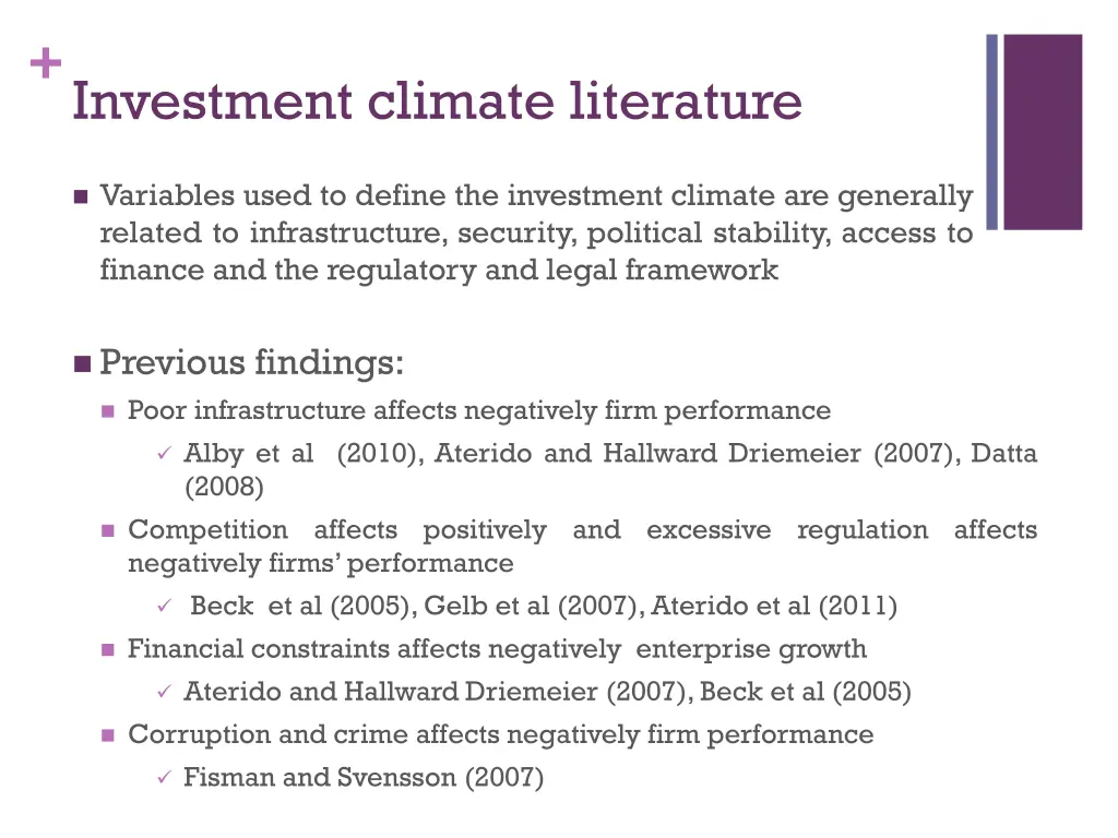 investment climate literature 1