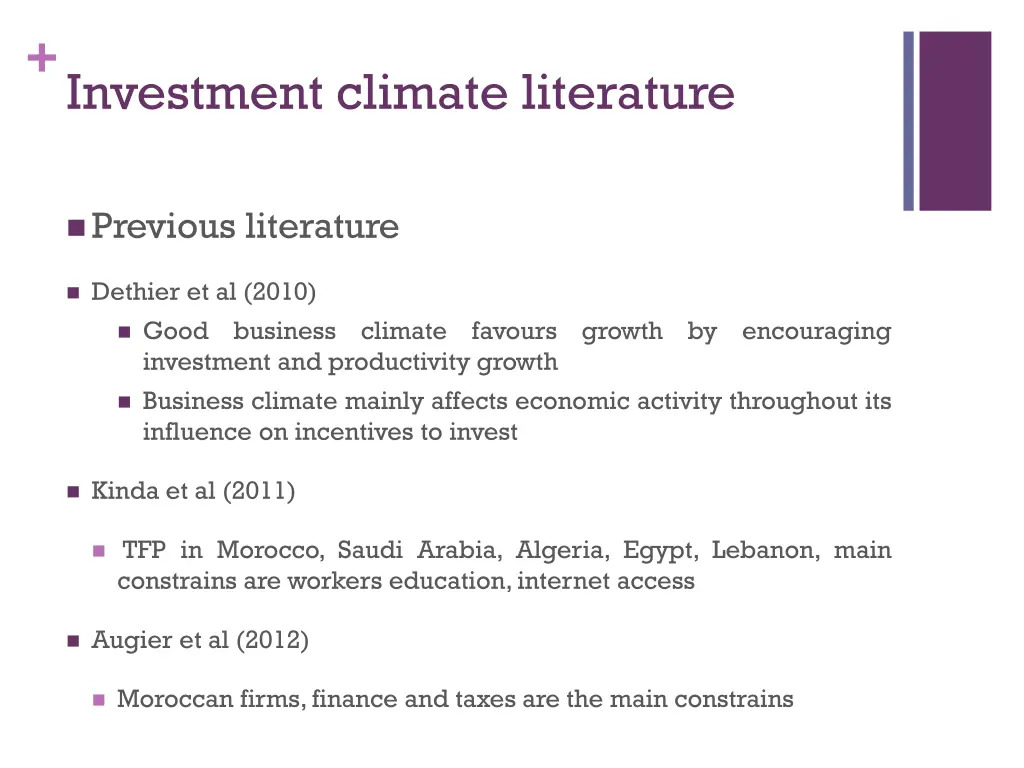 investment climate literature
