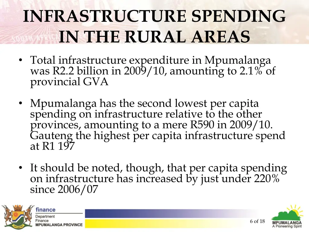 infrastructure spending in the rural areas