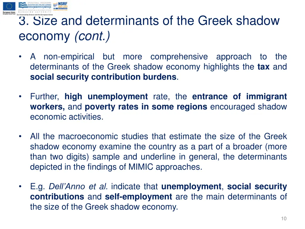 3 size and determinants of the greek shadow 1
