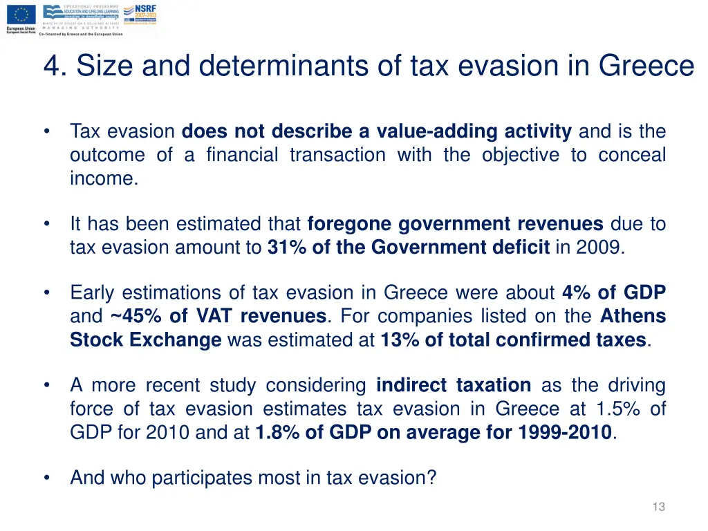 4 size and determinants of tax evasion in greece