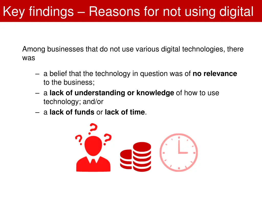 key findings reasons for not using digital