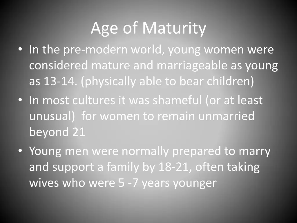 age of maturity