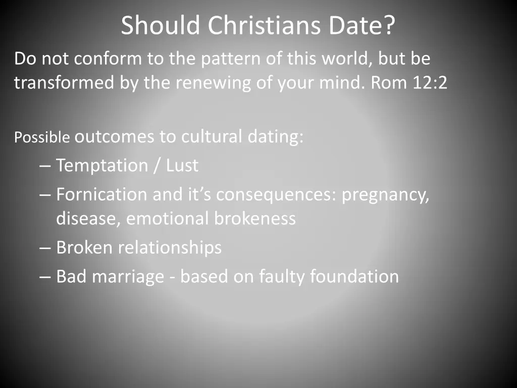 should christians date do not conform