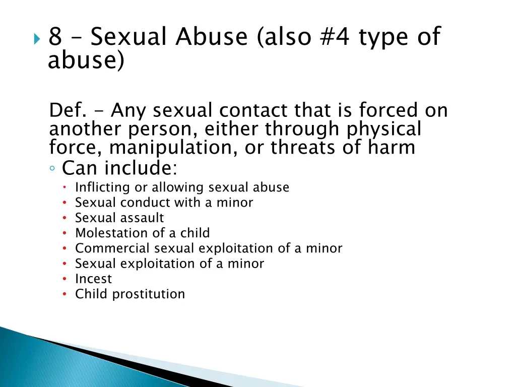 8 sexual abuse also 4 type of abuse