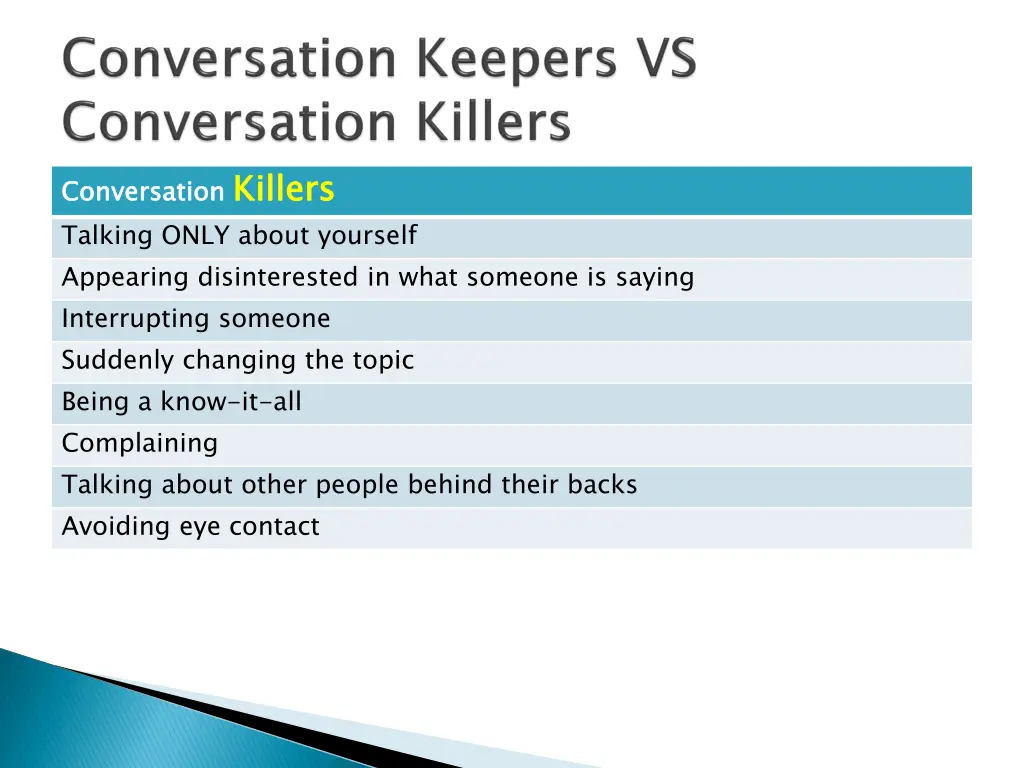 conversation killers