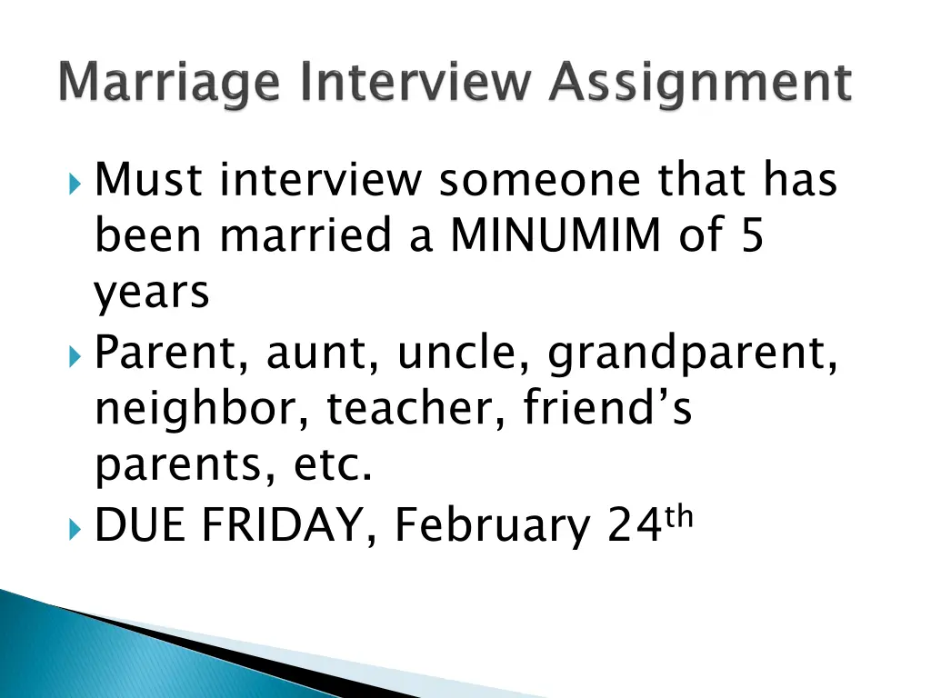 must interview someone that has been married