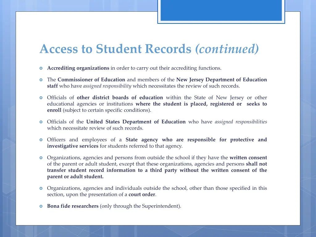 access to student records continued 2