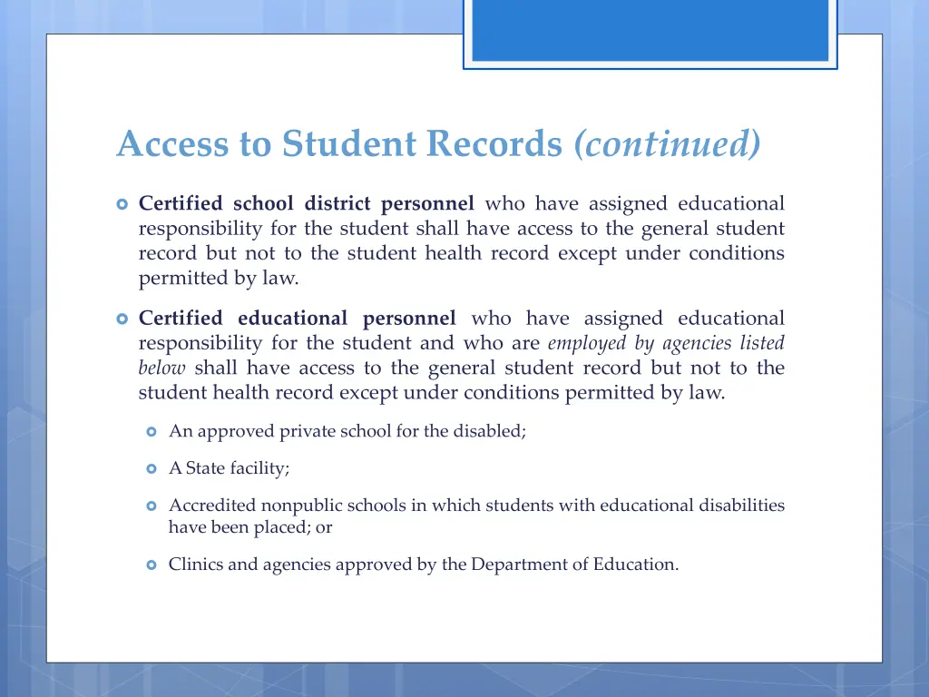 access to student records continued