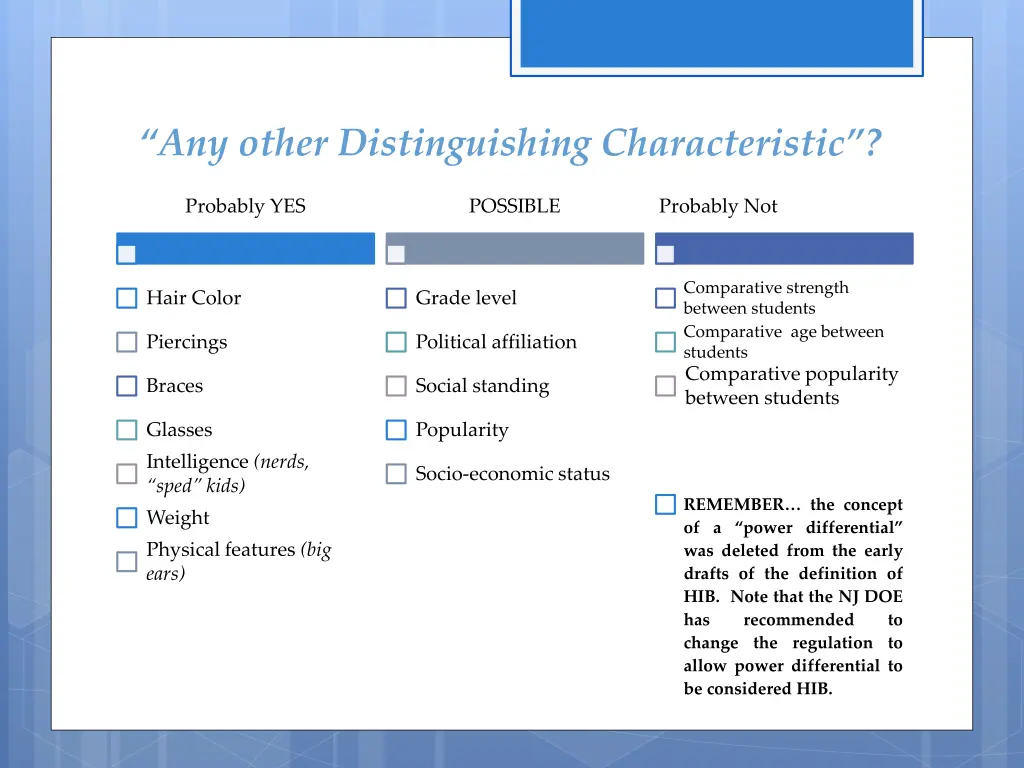any other distinguishing characteristic 1
