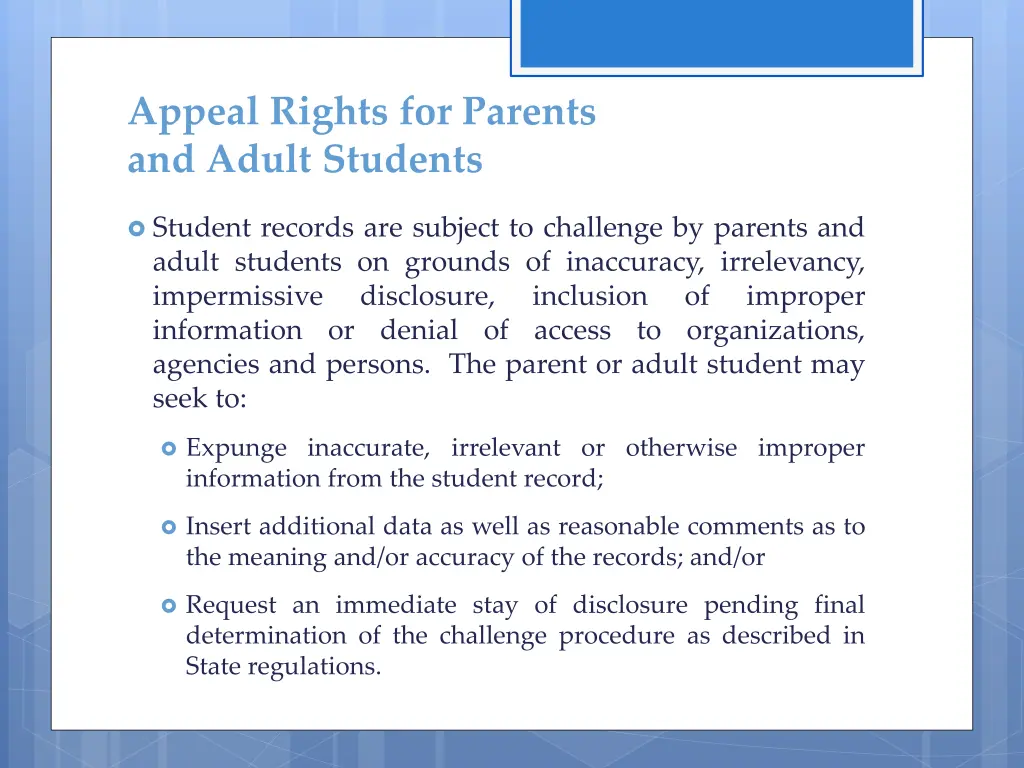 appeal rights for parents and adult students