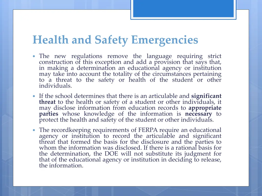 health and safety emergencies