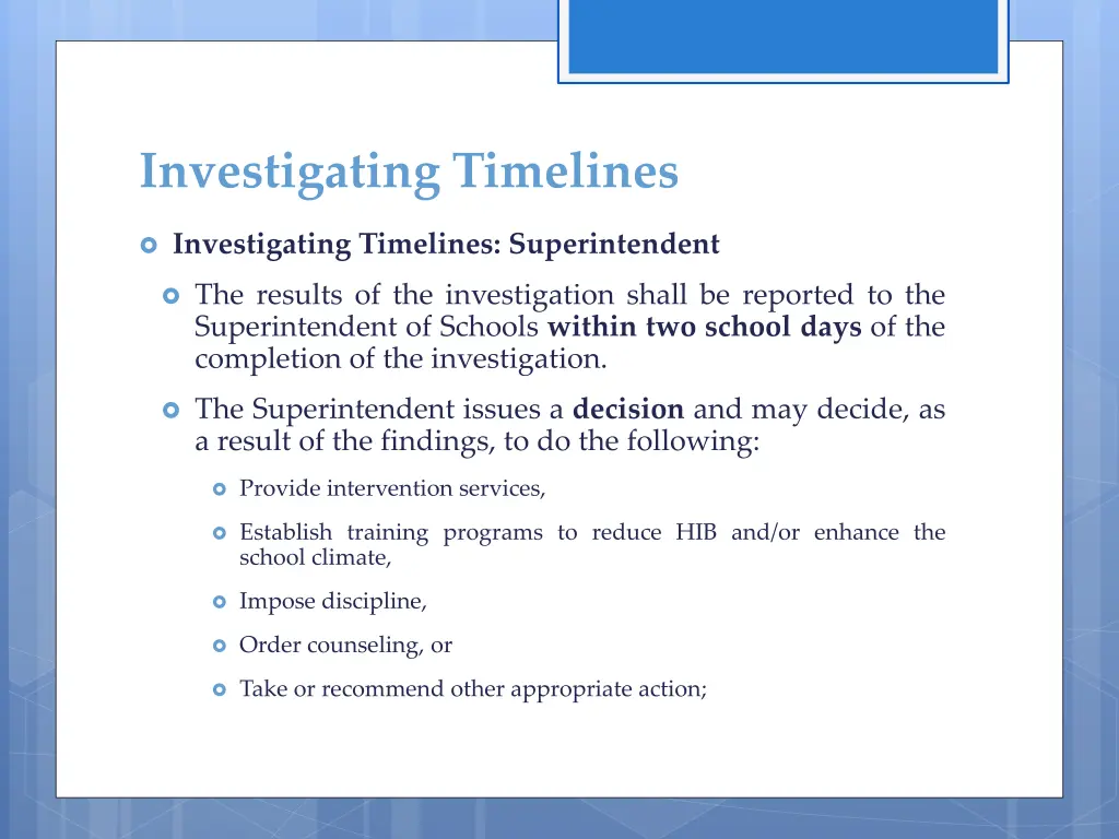 investigating timelines 1