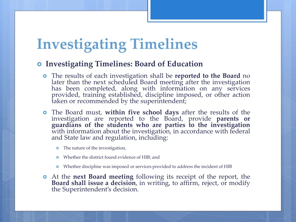 investigating timelines 2