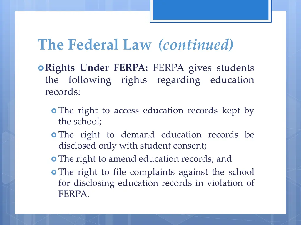 the federal law continued