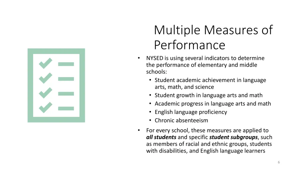 multiple measures of performance nysed is using