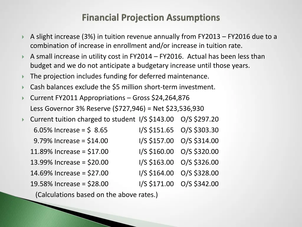 a slight increase 3 in tuition revenue annually