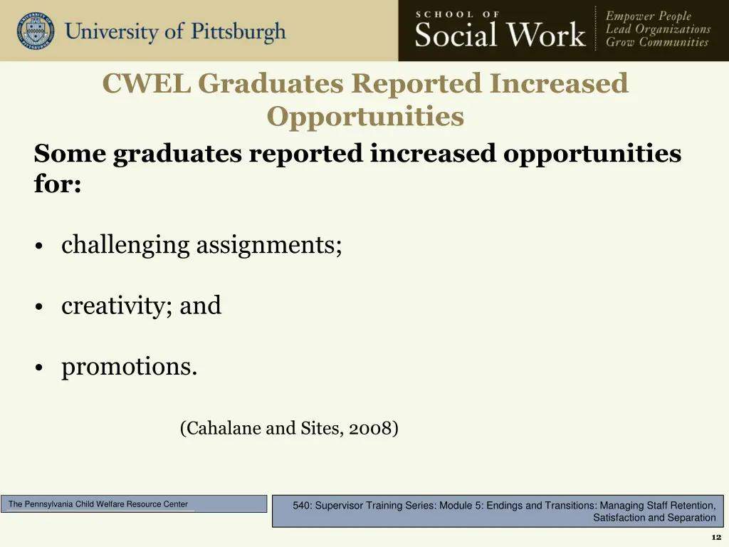 cwel graduates reported increased opportunities