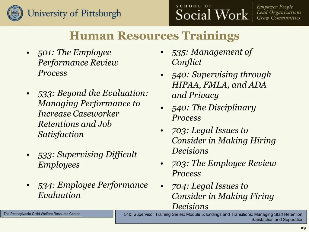 human resources trainings