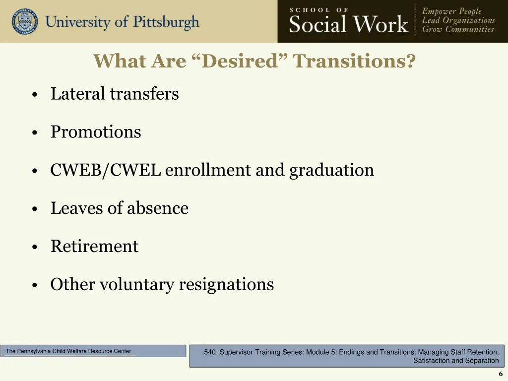what are desired transitions