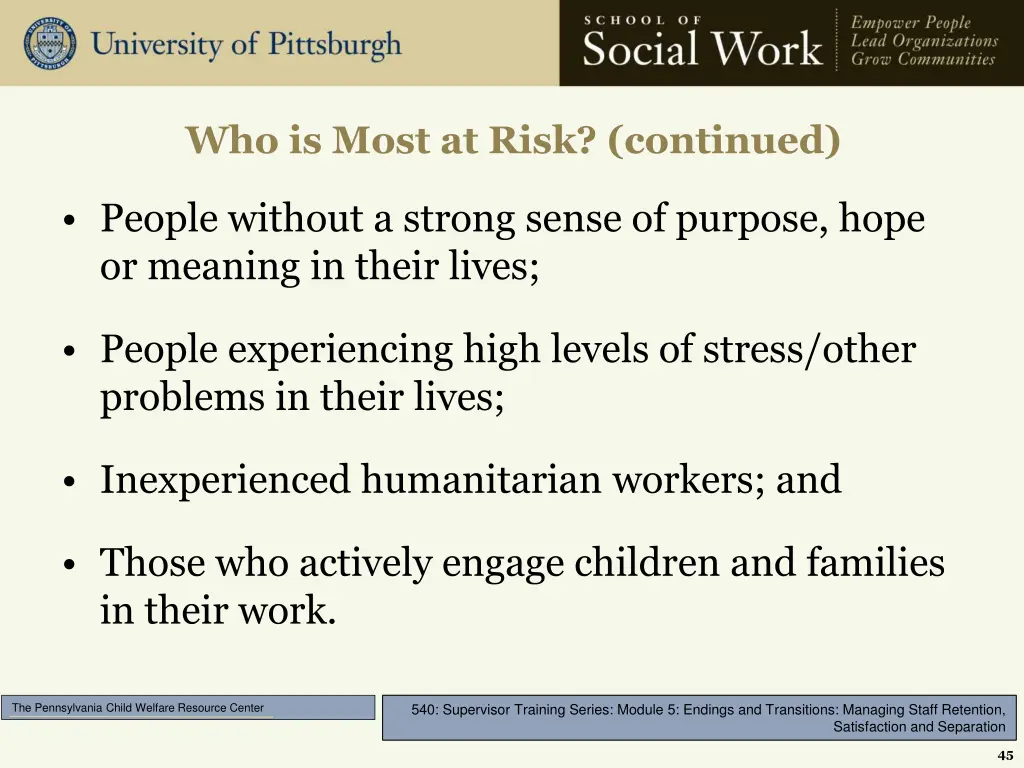 who is most at risk continued