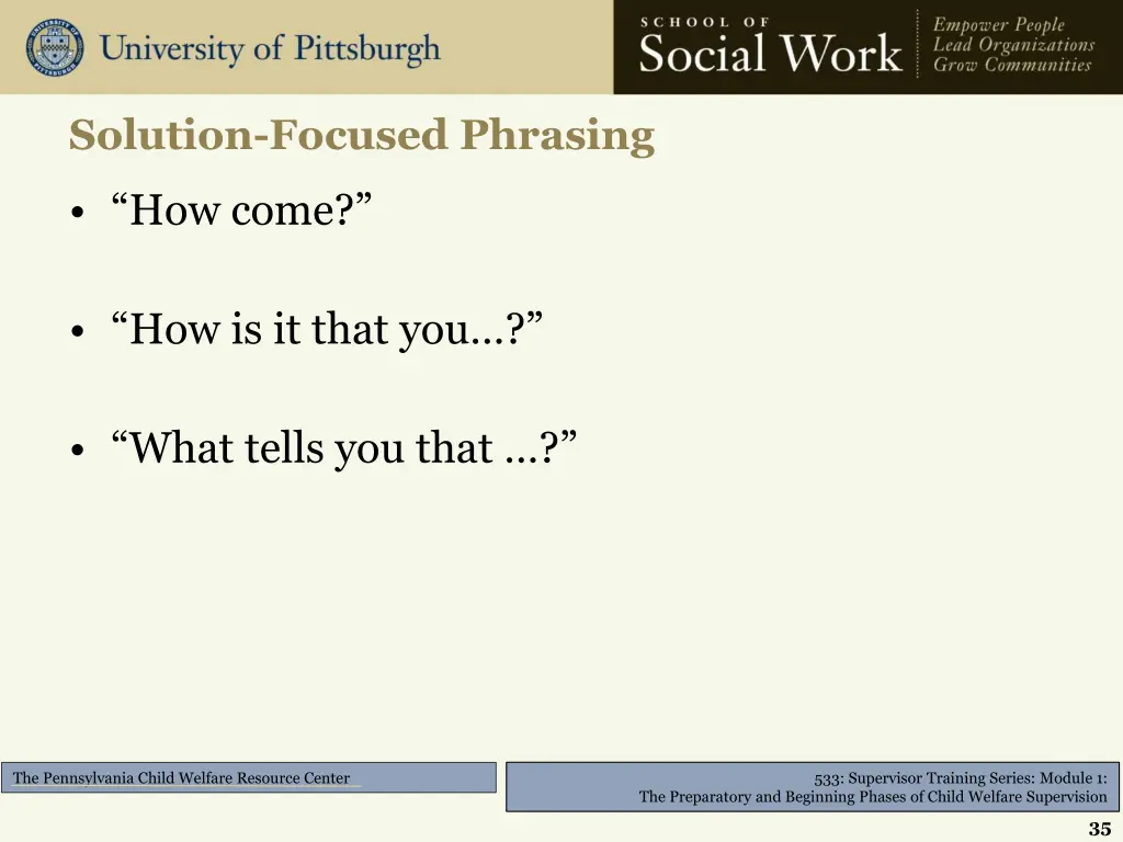 solution focused phrasing