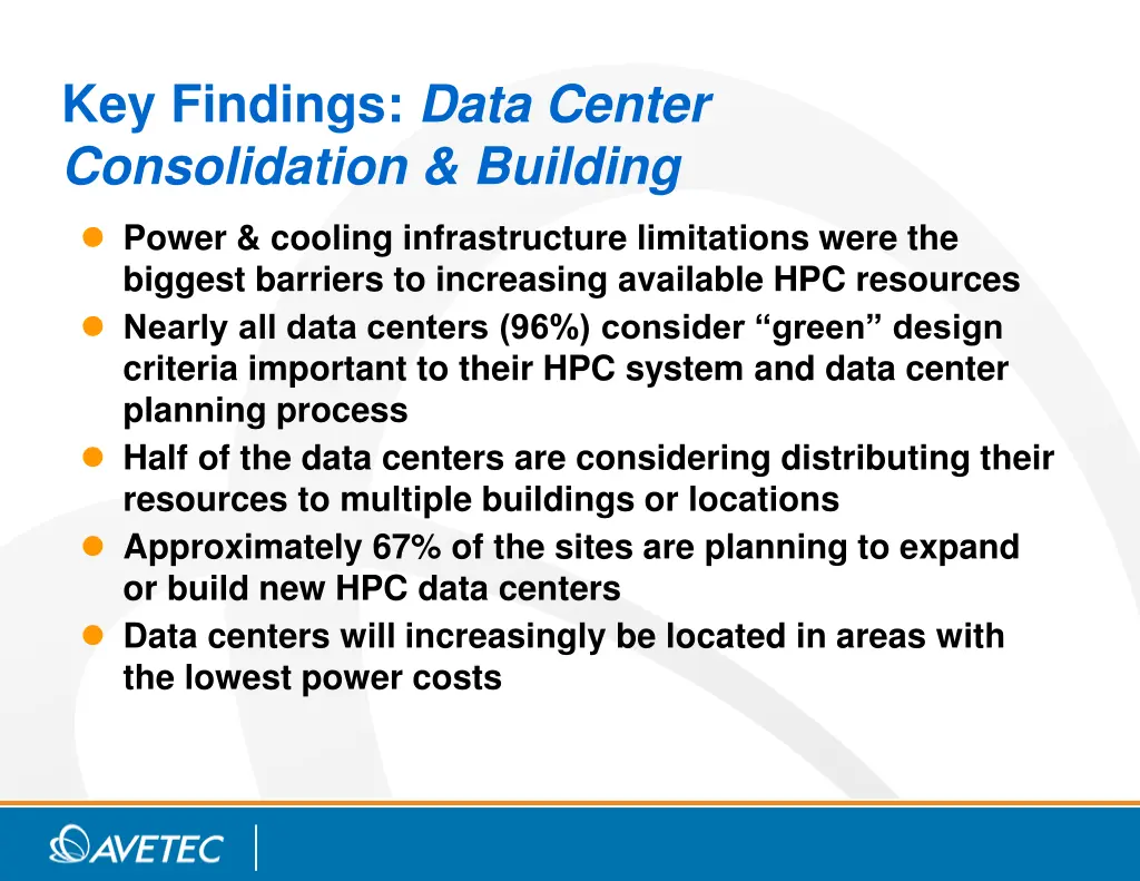 key findings data center consolidation building