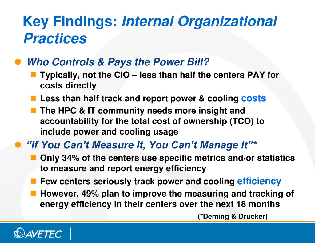 key findings internal organizational practices