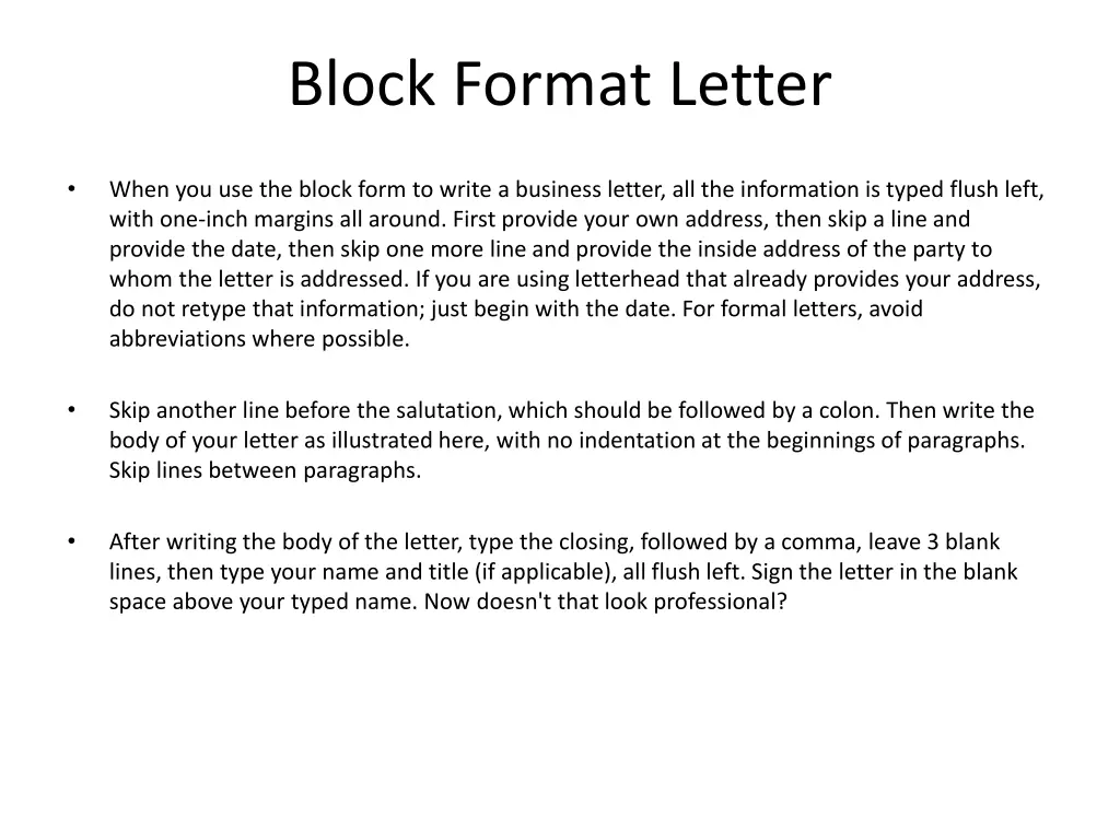 block format letter