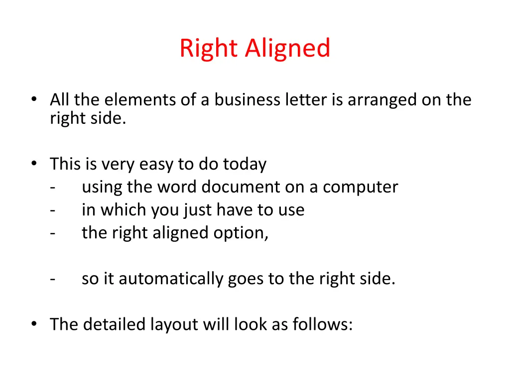 right aligned
