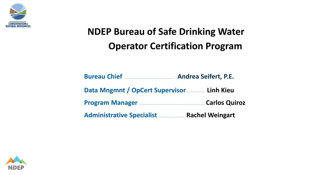ndep bureau of safe drinking water operator