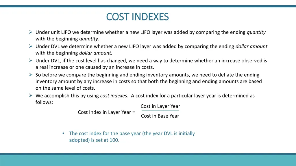 cost indexes cost indexes