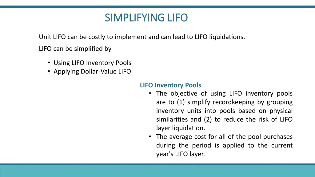 simplifying lifo simplifying lifo