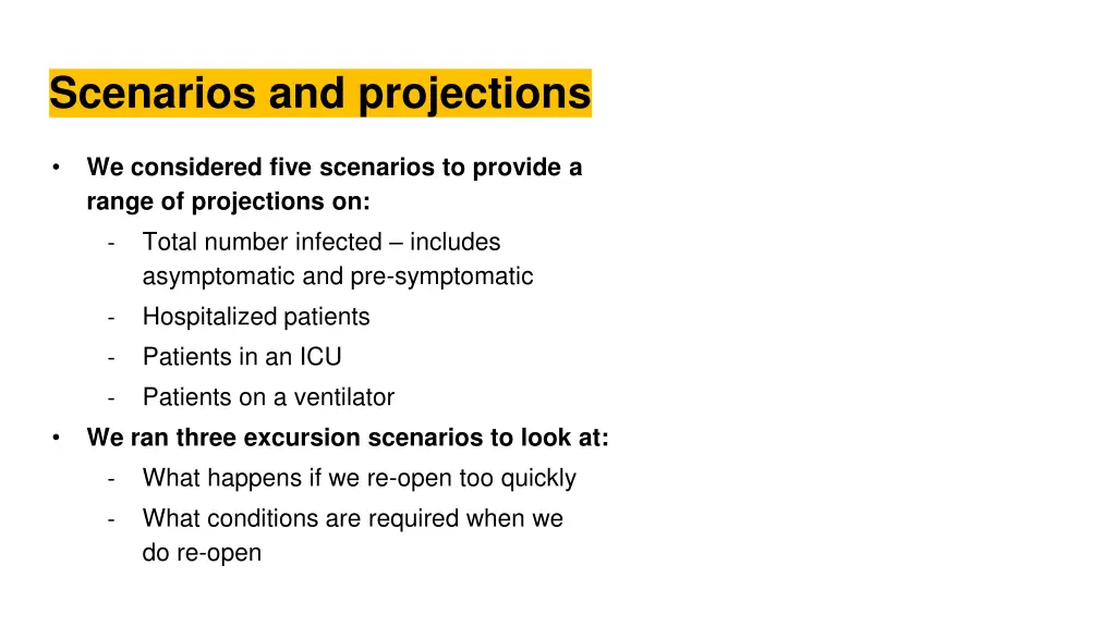 scenarios and projections