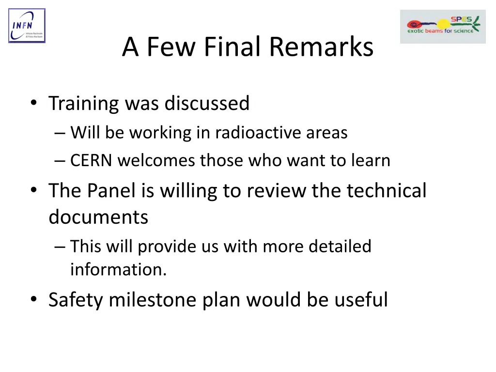 a few final remarks