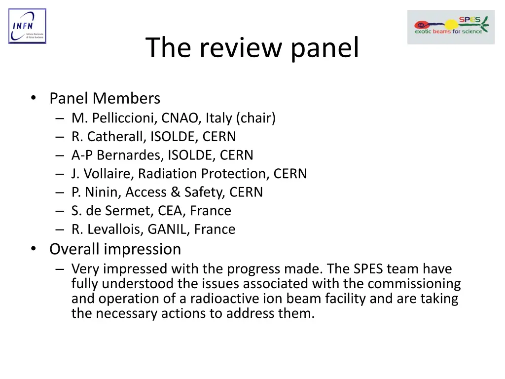 the review panel